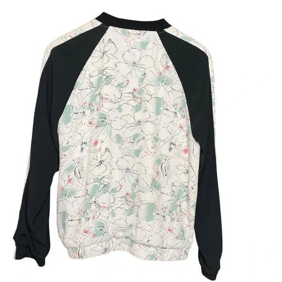 Sanctuary, black,white floral,lightweight,track, zip front bomber jacket SZ-S - Picture 3 of 7